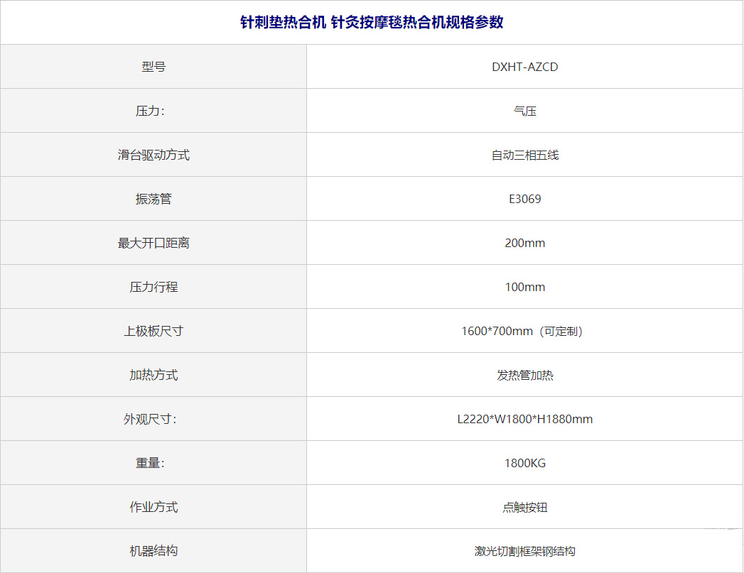 針刺墊熱熔機熱合機參數